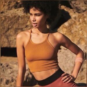 FP Movement by Free People Tan Ribbed Tank Top